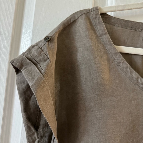 Sak’s Fifth Avenue THREADS Tunic Style Linen Top w/ Pockets, M Taupe - Picture 3 of 15